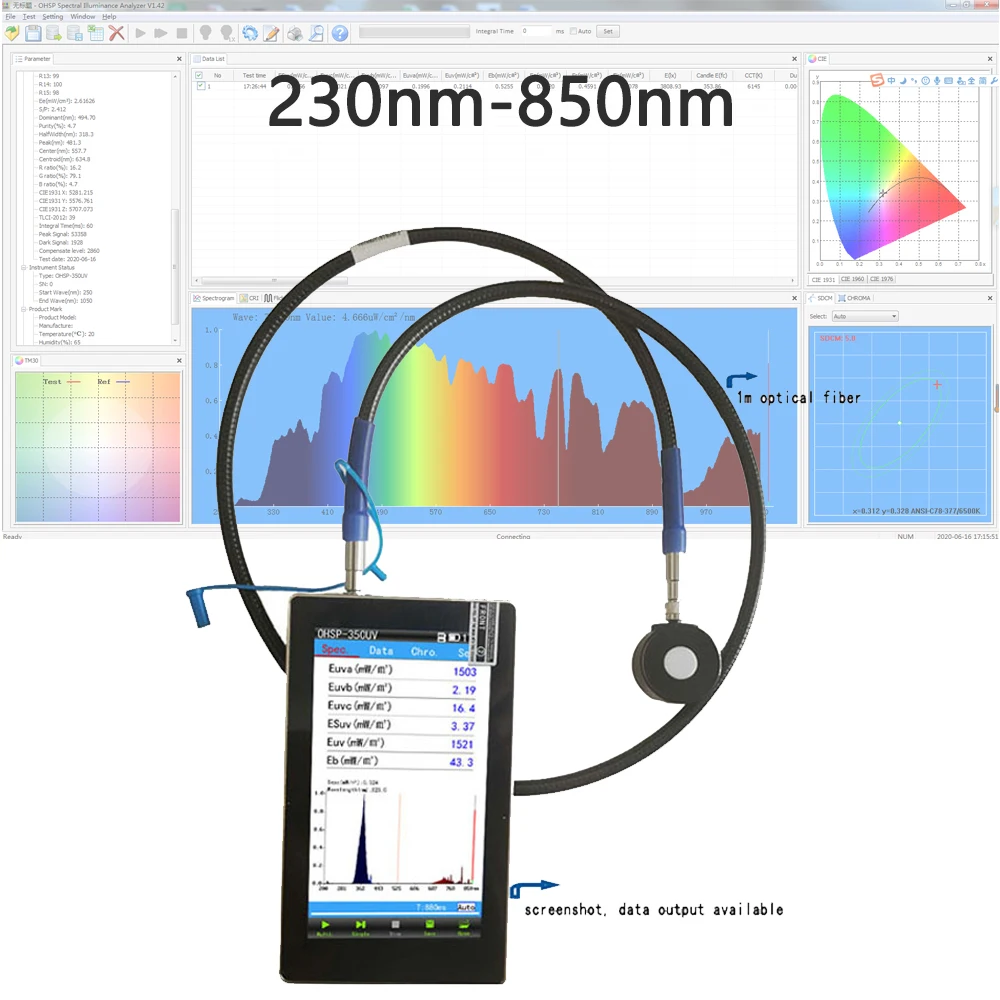 

230nm-850nm UV Light Spectrum Meter OHSP350UV Spectrometer hopoocolor