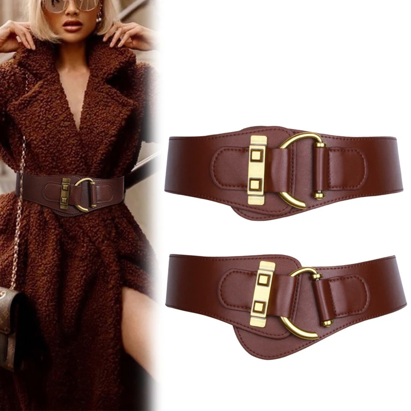 

Designer Elastic Belts For Women High Quality Female Waist Stretch Cummerbunds Plus Size Easy Corset Belt For Coat Dress