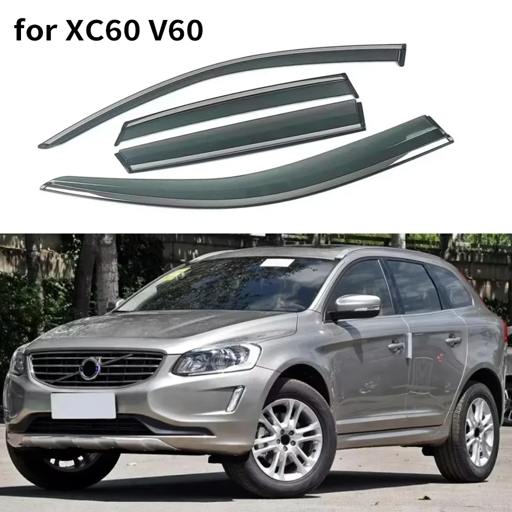 

Chrome Strips Rain Guards for VOLVO XC60 V60 2010-2019 Window Visor Wind Deflectors Door Visor Vent Shades Ventvisor