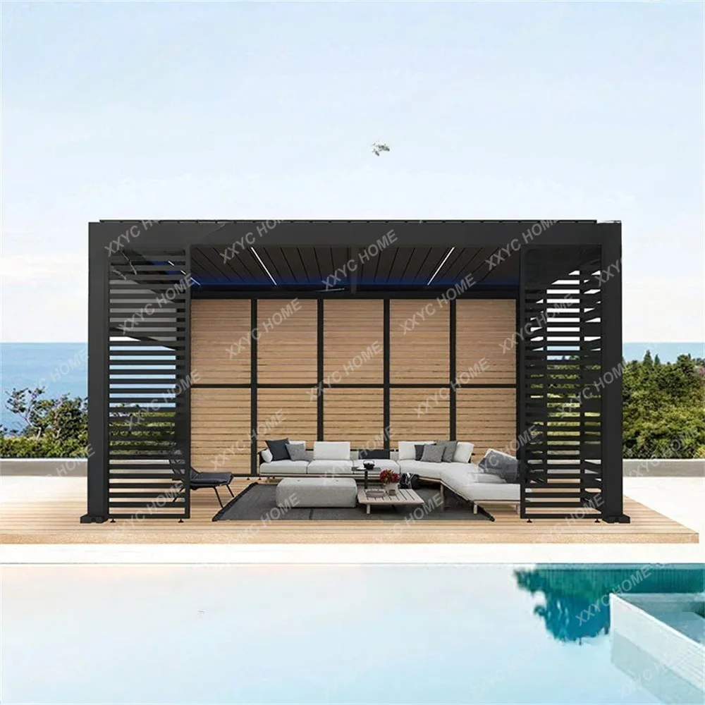 XXBioclimatic Aluminum   waterproof  flip roof motorized manual with aluminum shutter decoration privacy screen