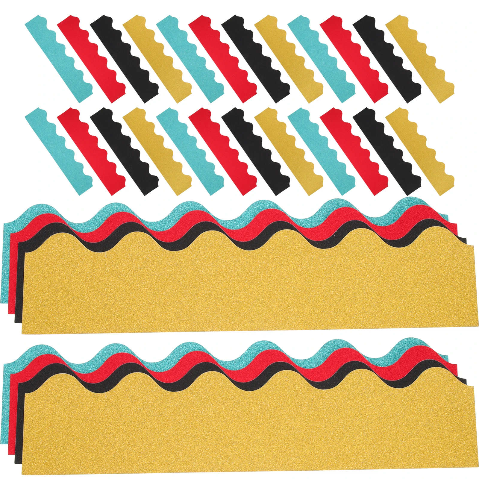 40 Uds. Tablón de anuncios de papel decorativo, borde brillante, decoración de pared para fiesta, Festival, aula, tablero con purpurina, bordes festoneados