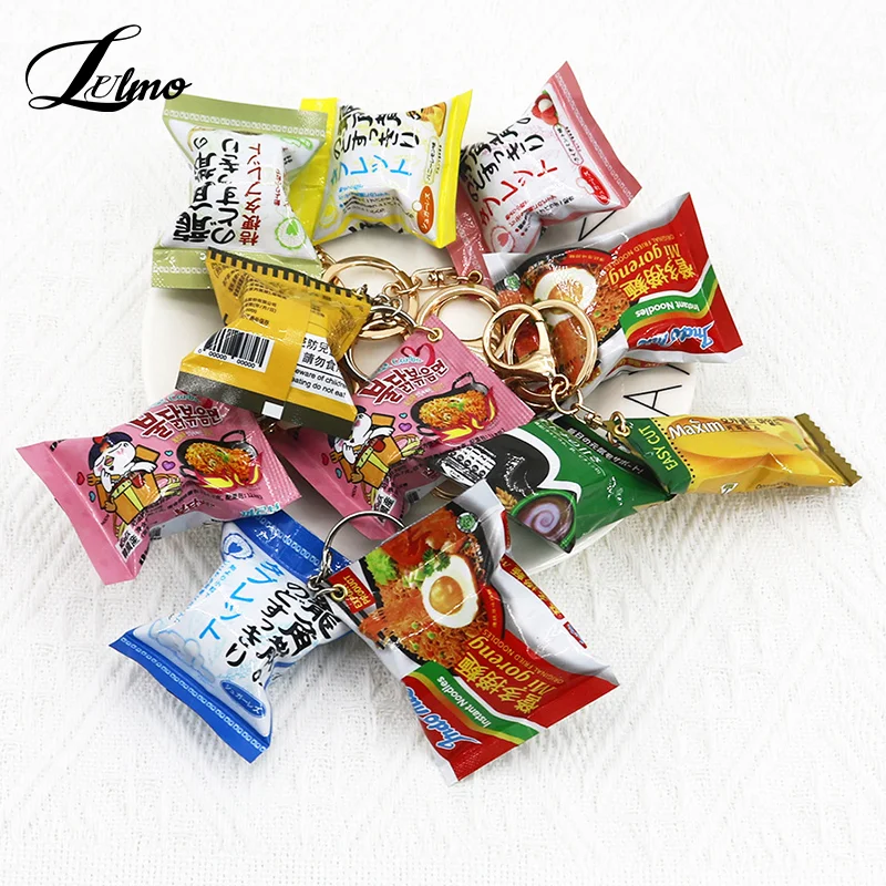 1 Uds. Colgante coreano de fideos de pavo, café blanco y Duo Lo Mein, regalo, comida japonesa simulada, juego, bolsa de aperitivos, llavero