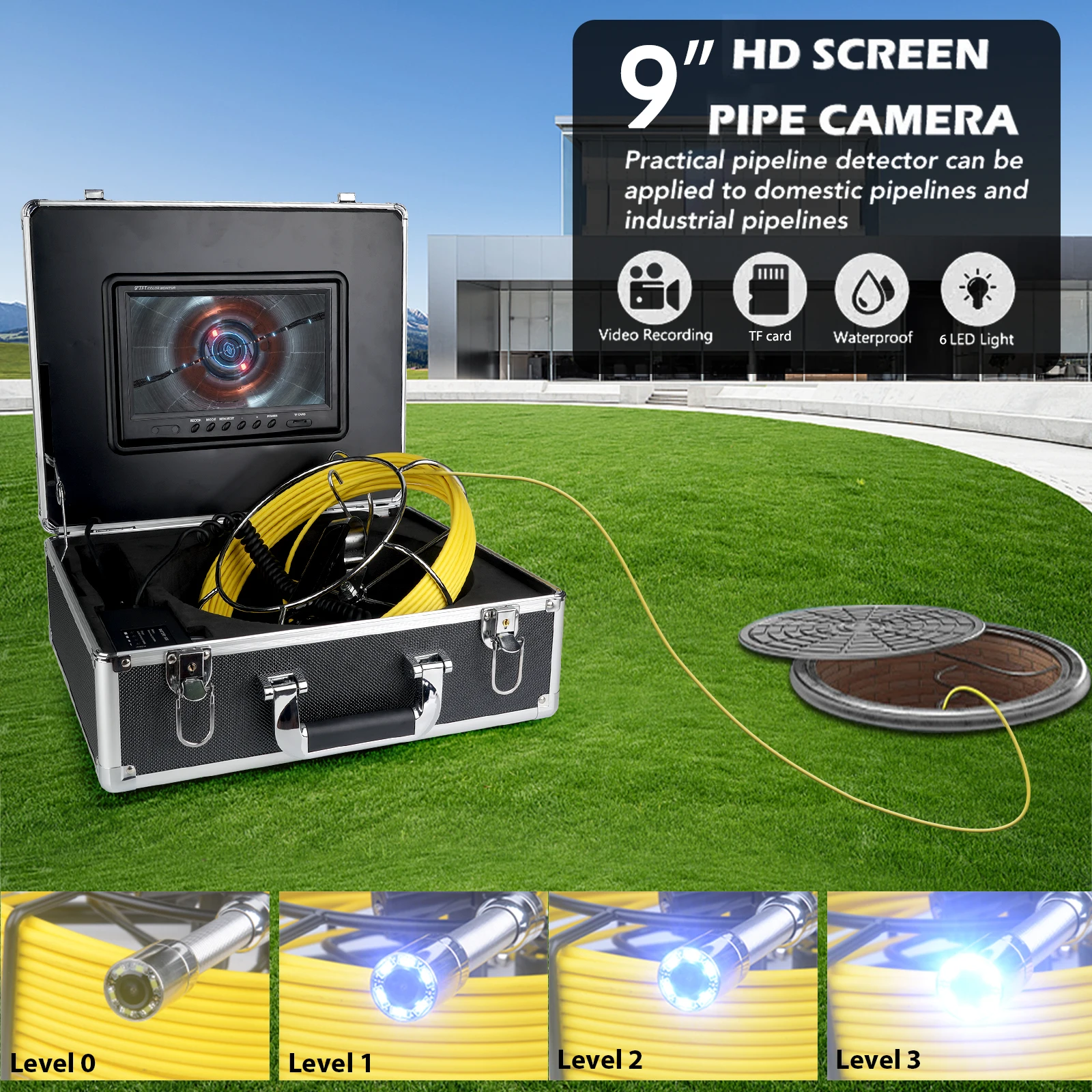 9 Inch Monitor For Underwater Sewer Inspection Camera Waterproof IP68 Pipe Endoscope Camera