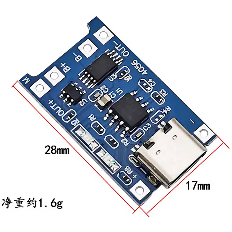 Single 1A Lithium Charging Module for Battery,Type-C USB 5V TP4056 Power Board