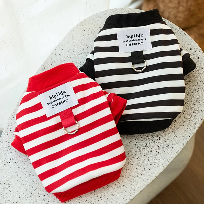 

Autumn and Winter New Simple Striped Dog Sweater Medium and Puppy Clothing Cat Warm Clothes Teddy Two Legged Tank Top