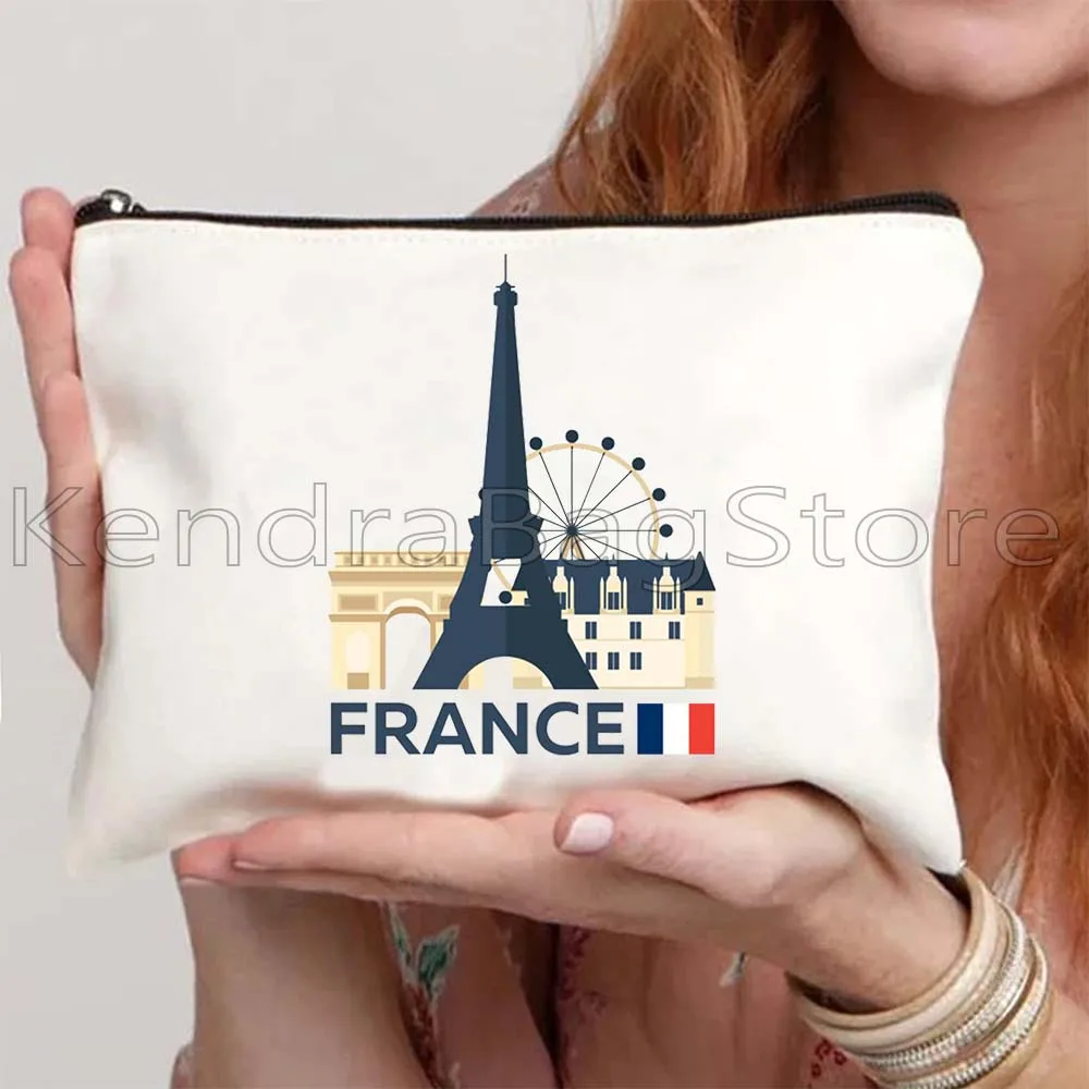 Egypt London Paris Italy Rome India Sydney Moscow UAE Dubai New York Skyline Gifts Canvas Cosmetic Makeup Bag Pencil Case Pouch