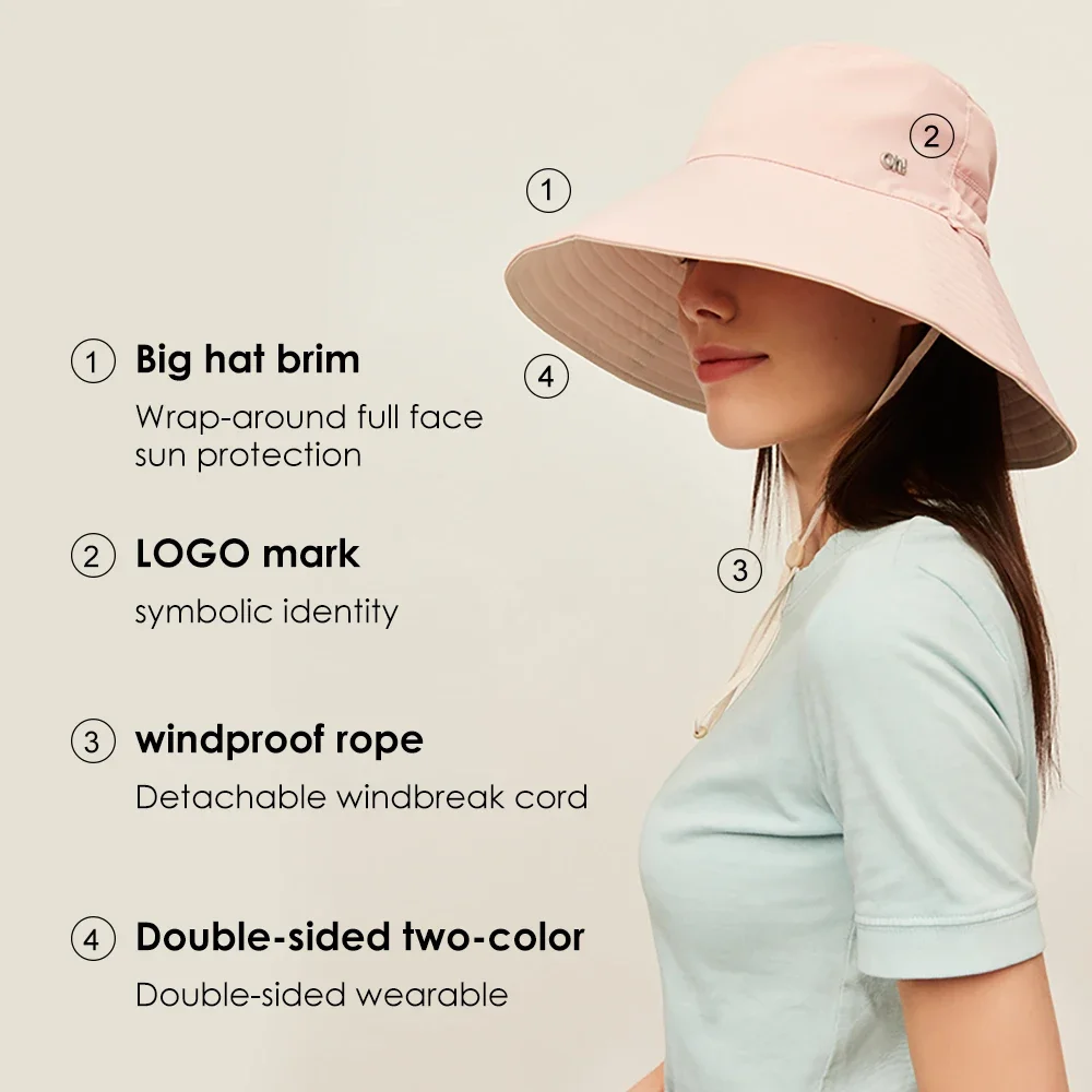 OhSunny  New Women Fashion Sun Hat UPF50+ Large Brim Adjustable Bucket Cap Anti-UV Double Sided Waterproof Visor Hats