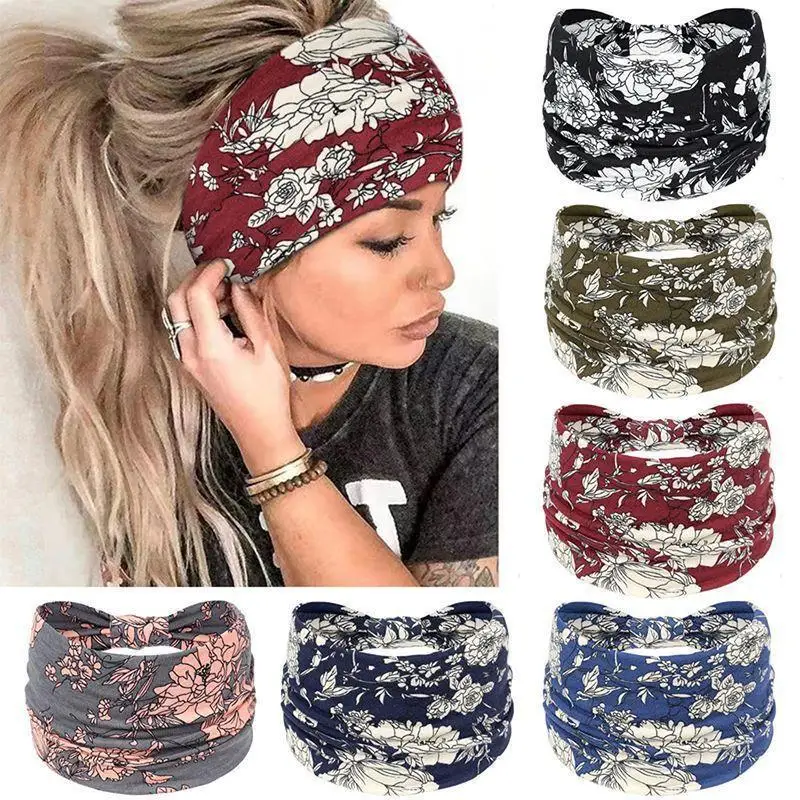 Böhmischer geknoteter Turban-Kopfwickel, breites, dehnbares Stirnband, weiches Yoga-Haarband für Frauen und Mädchen, für den täglichen Gebrauch. – Detail 3
