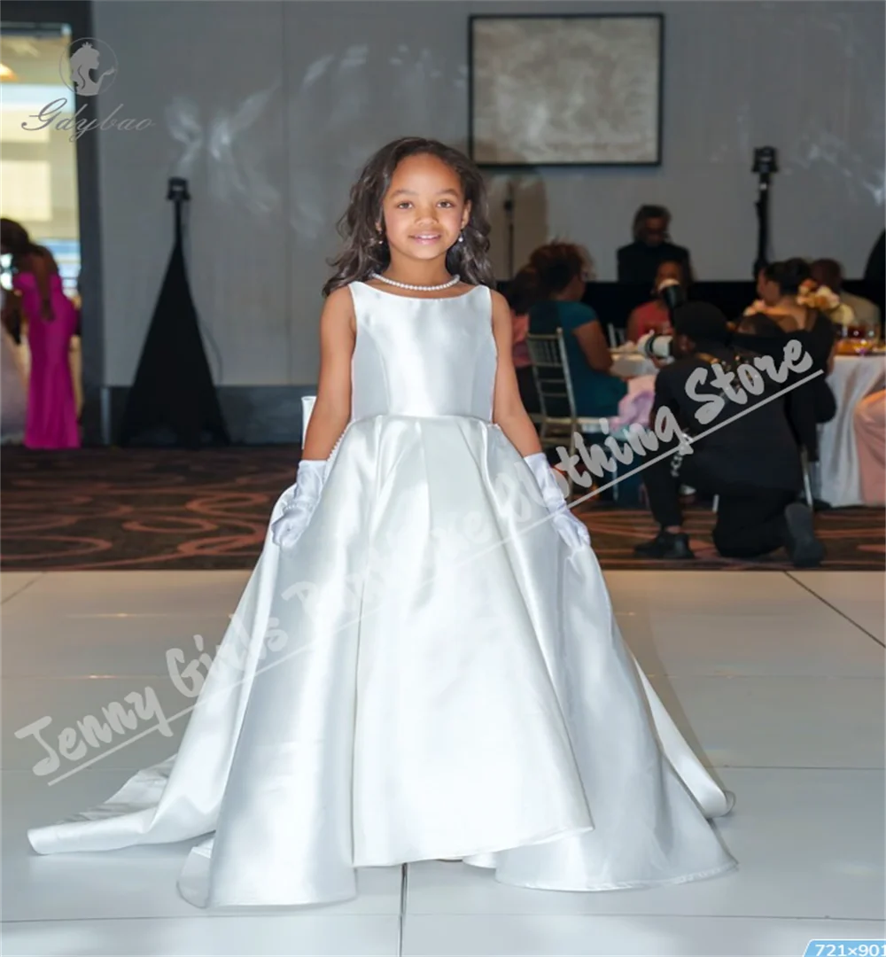 

Bridesmaid Dress For Girls White Sleeveless Flower Girl Dress Contest Pageant First Communion Birthday Customize
