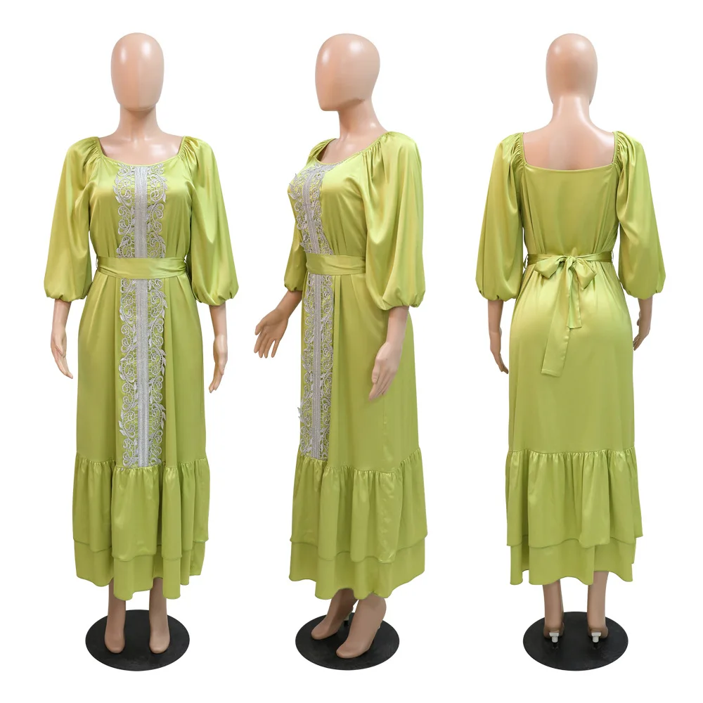 Abaya marroquino bordado Kaftan para mulheres, vestido longo de cetim, casamento árabe muçulmano, Dubai, Golfo, luxo, Jalabiya