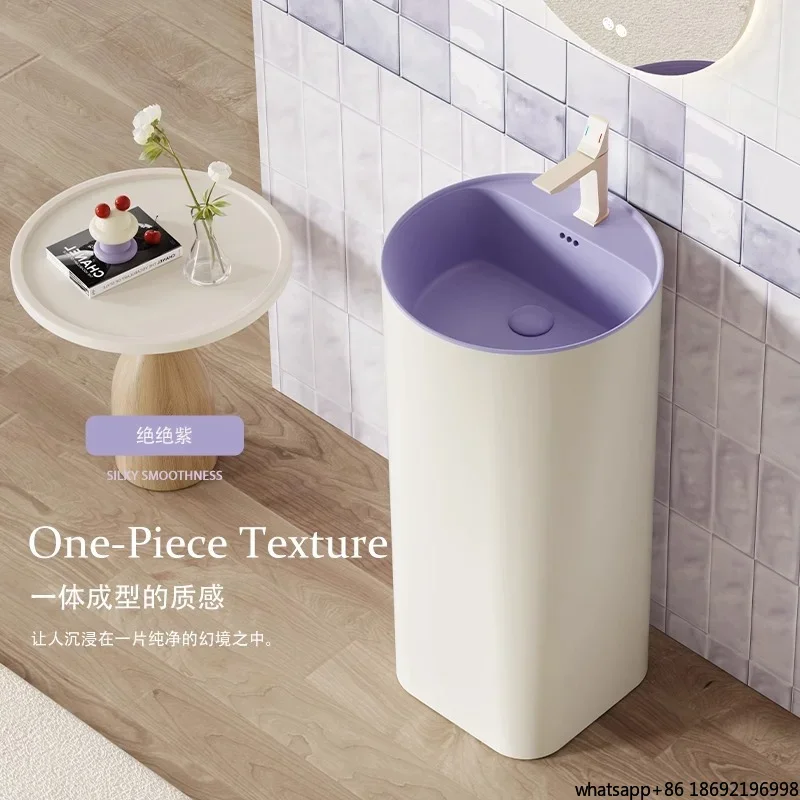 Cream wind  toilet column type wash basin