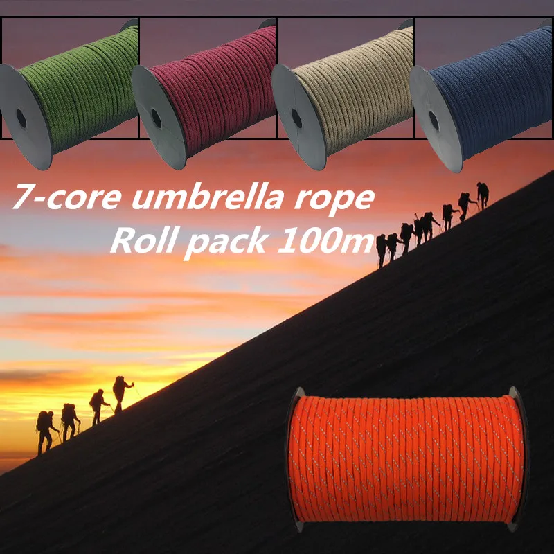 550 Paracord Parachute Cord Lanyard Tent Rope Mil Spec Type III 7 Strand 100 Meters Paracord for Hiking Camping 29 Colors