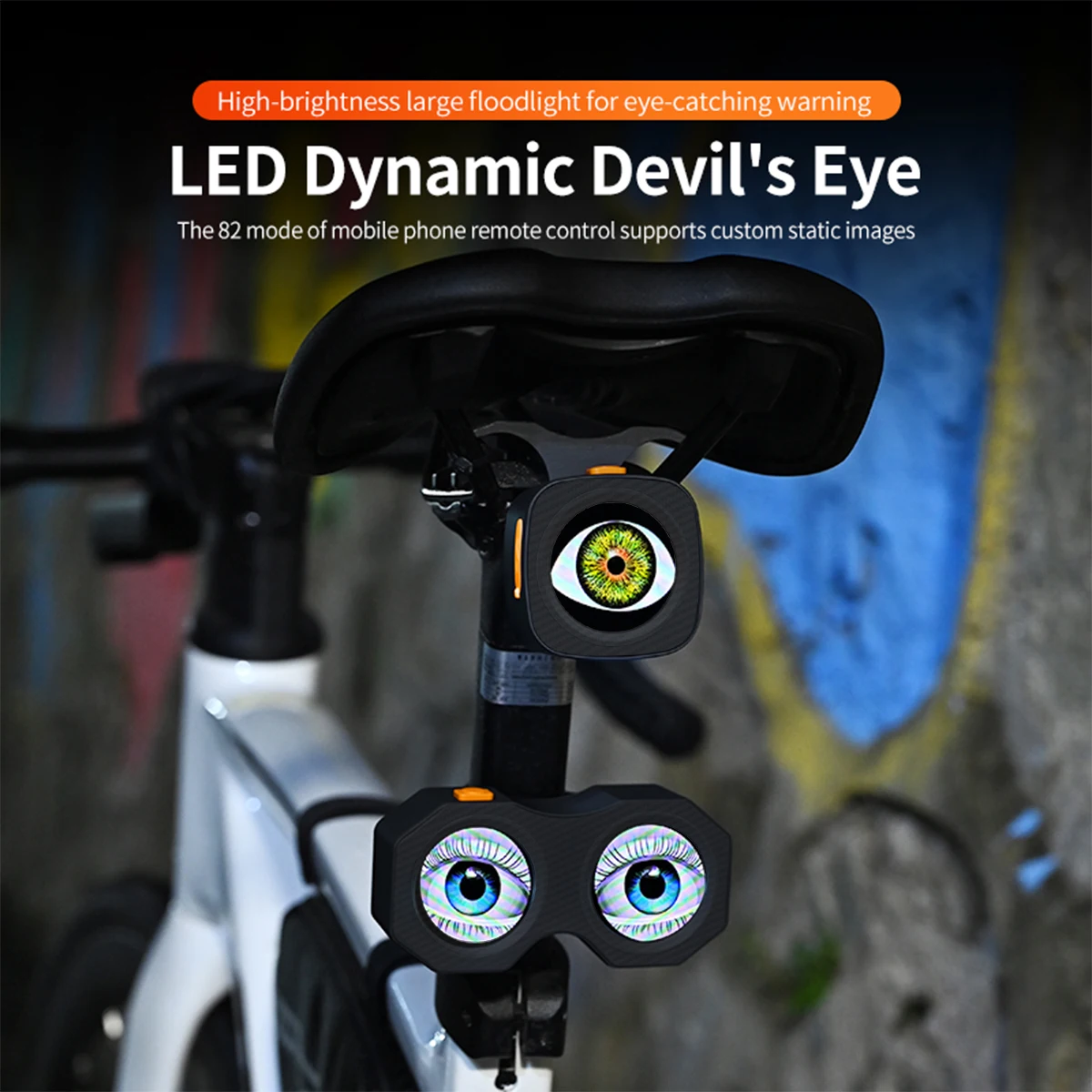 أضواء LED الذكية للعيون للدراجات الكهربائية والدراجات النارية الخلفية الذيل ضوء التطبيق التحكم عين الشيطان مصباح LED قابل للبرمجة #6