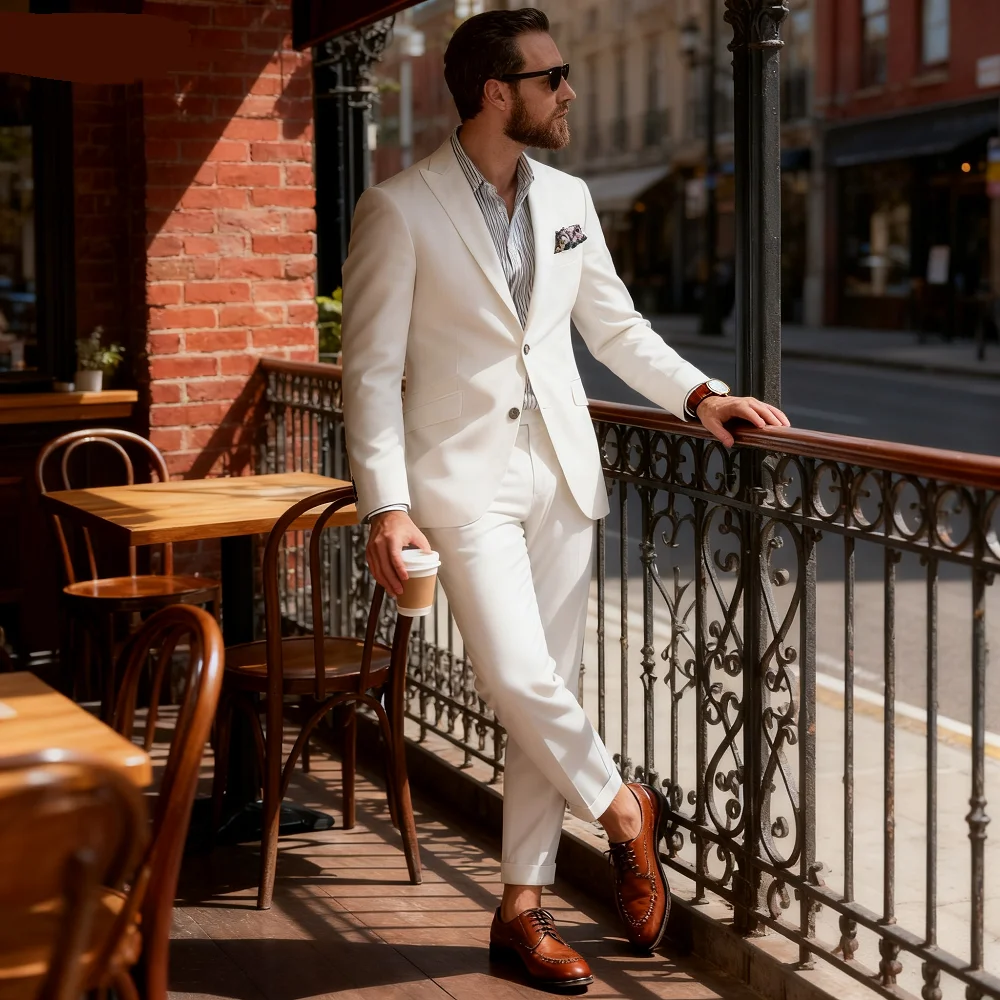 

Blue Suit Men's Custom-Fit Ternos Business Dance Graduation Wedding 2-Piece Set Formal Wear