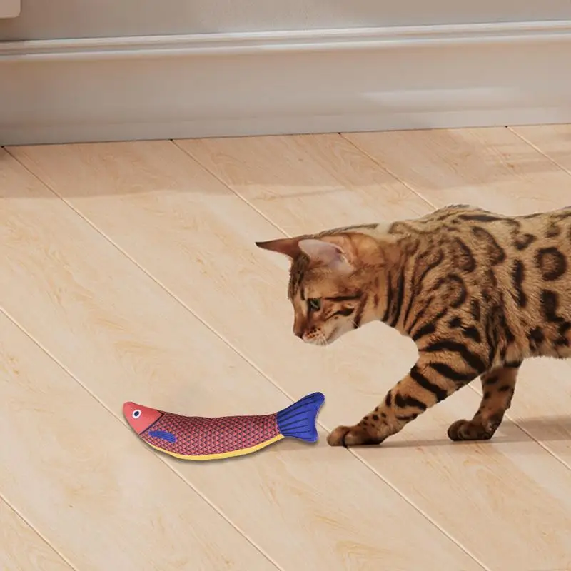 Teething Toys For Kittens Plush Kitten Saury Fish Training Toy Indoor 8.27x3.15inch Cat Kicking Toys Interactive Catnip Crinkle