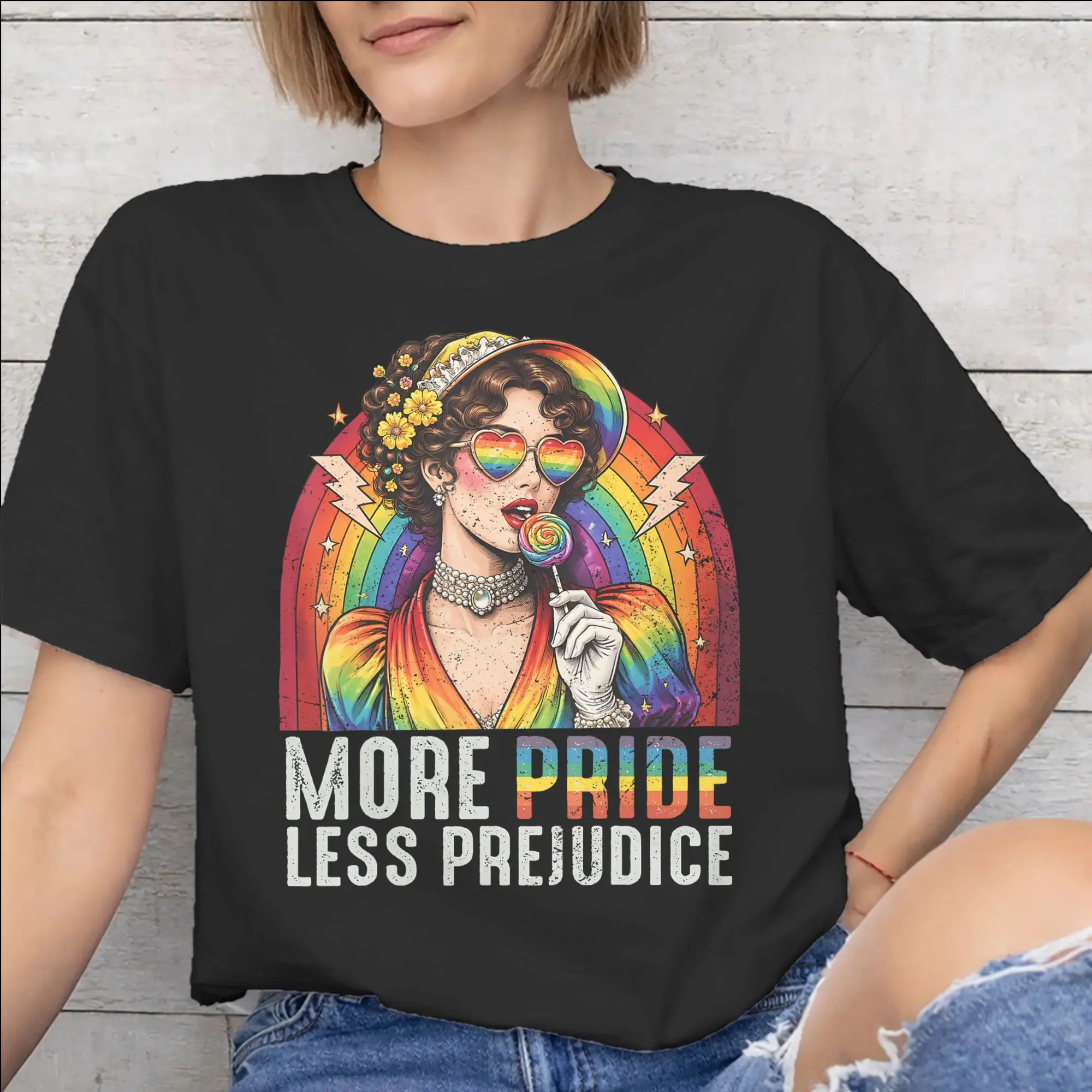 More Pride Less Prejudice  Outfit Men Women T Shirts Pure Cotton Tee Print  T-shirt Clothes