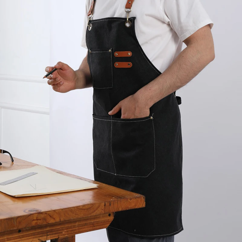 Thick canvas apron, kitchen, coffee, hair salon, carpenter, horticultural worker, denim strap, cotton apron