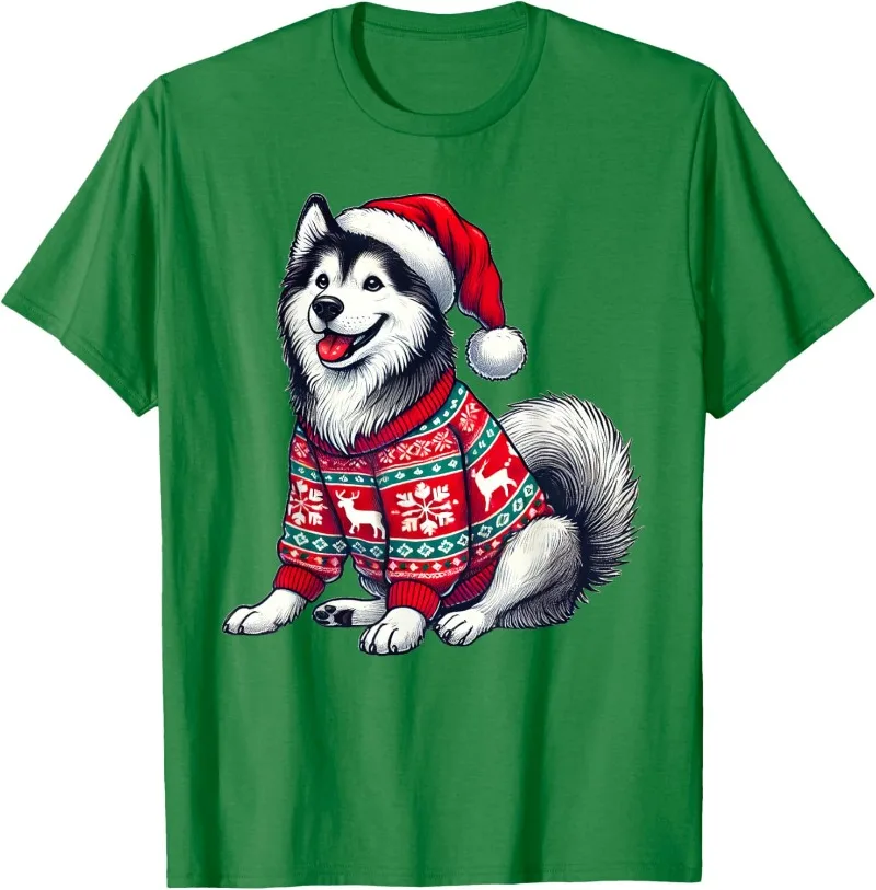 Santa Ride Slitta Siberian Husky Christmas Dog Lover T-shirt Divertente Slitta T-shirt da uomo T-shirt da donna Abbigliamento personalizzato