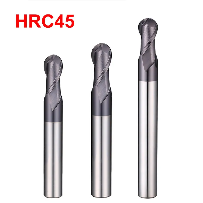 2 الناي HRC45 درجة التنغستن كربيد الصلب الكرة الأنف نهاية المطاحن أدوات عززت الزاوية المستديرة باستخدام الحاسب الآلي قاطعة المطحنة للمعادن
