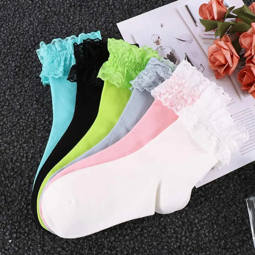 

Cotton Ruffle Lace Ankle Socks Socks Short Sock Boat Socks