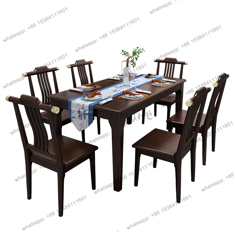 

New Chinese dining table Solid wood household rectangular dining table Modern light luxury