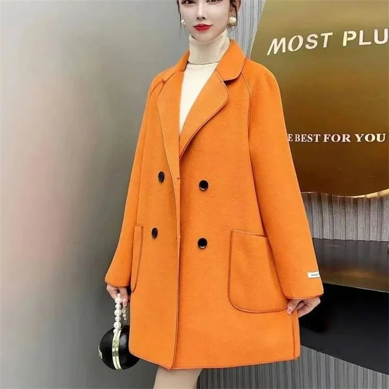 Cappotto di peluche a doppia faccia donna autunno inverno 2023 nuova moda bottoni doppiopetto stile straniero cappotto di lana femminile Outwear