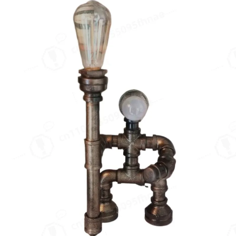 Loft Industrial Retro Iron Pipe Robot Table Lamp Eye Friendly LED Desk Light Creative Decor Lamp for Study Bedroom Holiday Gift