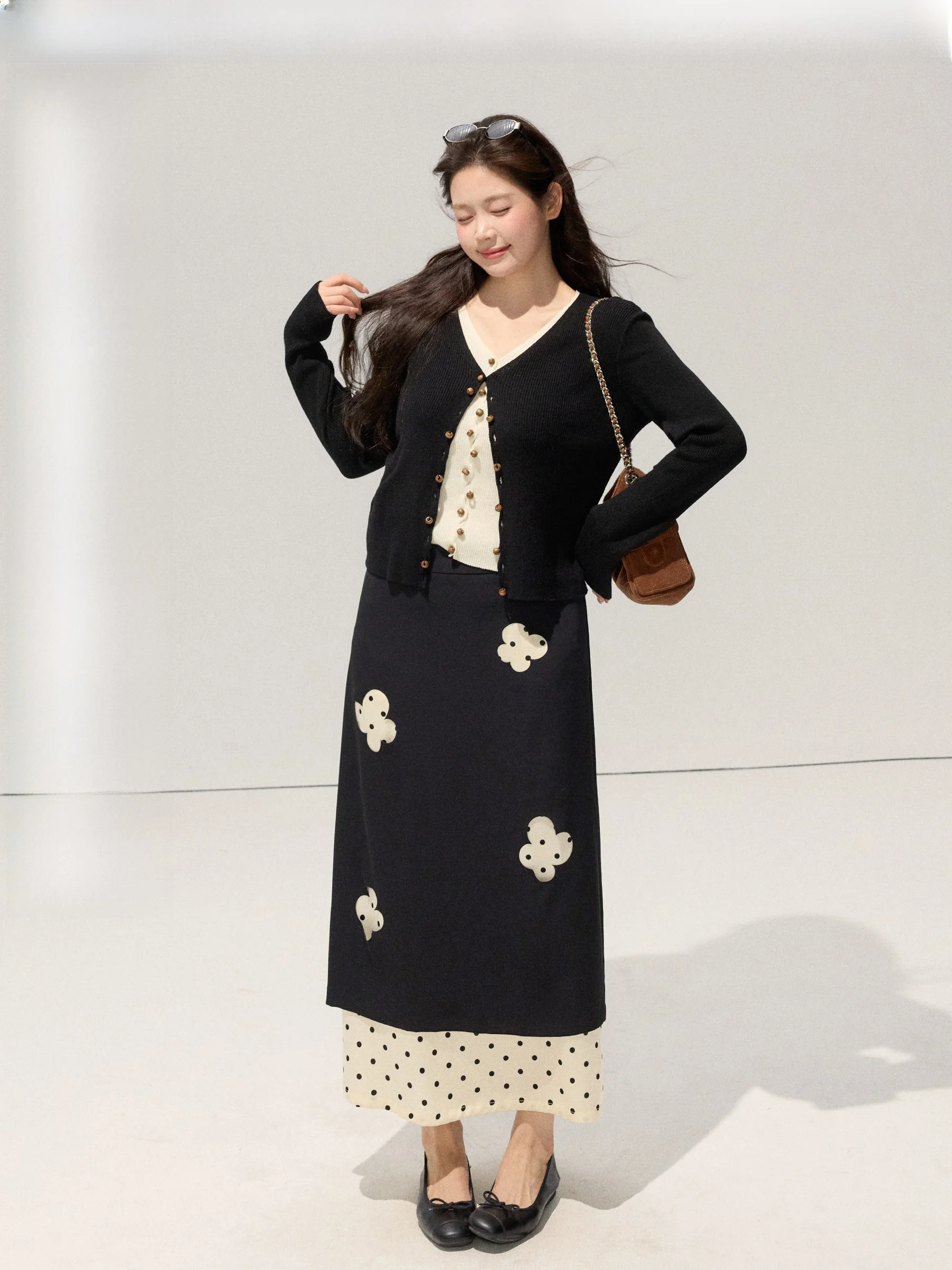 

Jiulu Studio Night Color Blo plus Size Knitted Floral f Skirt Set Faionable A-Line Midi Dr for Plump Women