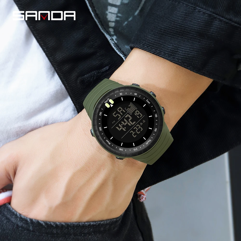 2022 Fashion Sanda Brand Digital Watch Men Sport Watches Electronic Led Male Wrist For Clock Waterproof Wristwatch Outdoor Hours