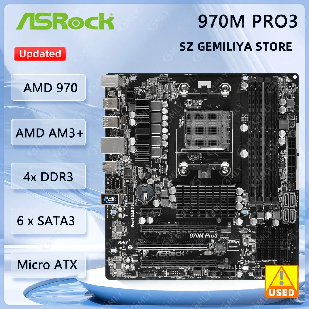 

Материнская плата ASRock 970M Pro3 AM3 + DDR3 64 ГБ AMD 970 Micro ATX с поддержкой процессора FX FD8300 FD6200 FD4150