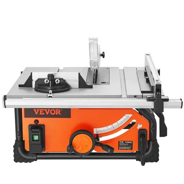 

Table Saw for Jobsite, 10-inch 15-Amp, 25-in Max Rip Capacity, Cutting Speed up to 4500RPM, 40T Blade, Portable Compact