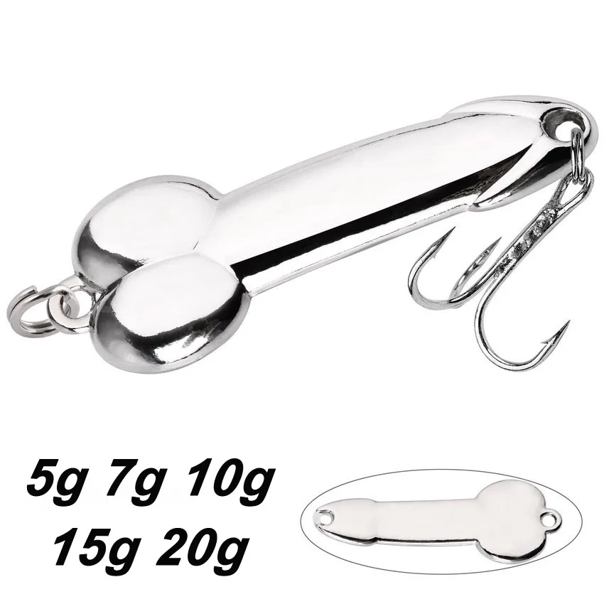 Metal Spoon Penis Shape Fishing Lures 5g 10g 15g 20g Golden Sequin Lure Artificial Bait Hard Baits Tackle Pesca Vibrating VIB