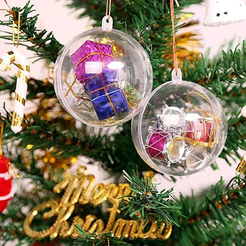 

2/5PC Transparent DIY Plastic Ball Filling Decorative Hanging Ornament Hollow Ball Plastic Split Box for Christmas Tree Wedding