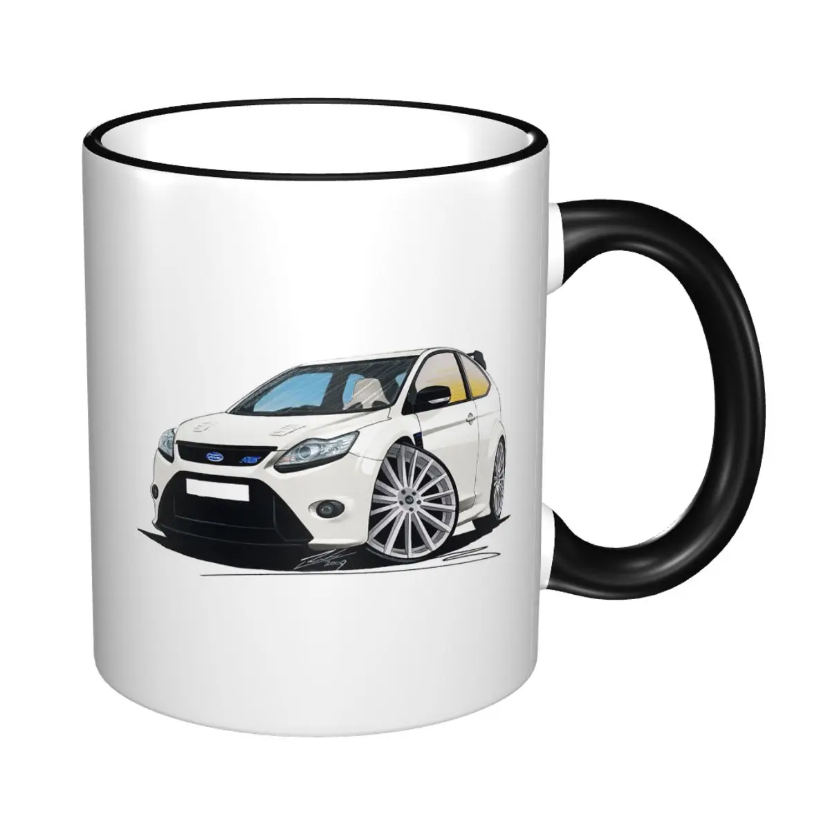 

Белая кружка Ford Focus RS (Mk2), забавные керамические кофейные чашки, чайные кружки, чашка для молока, посуда для напитков, подарок для женщин и мужчин