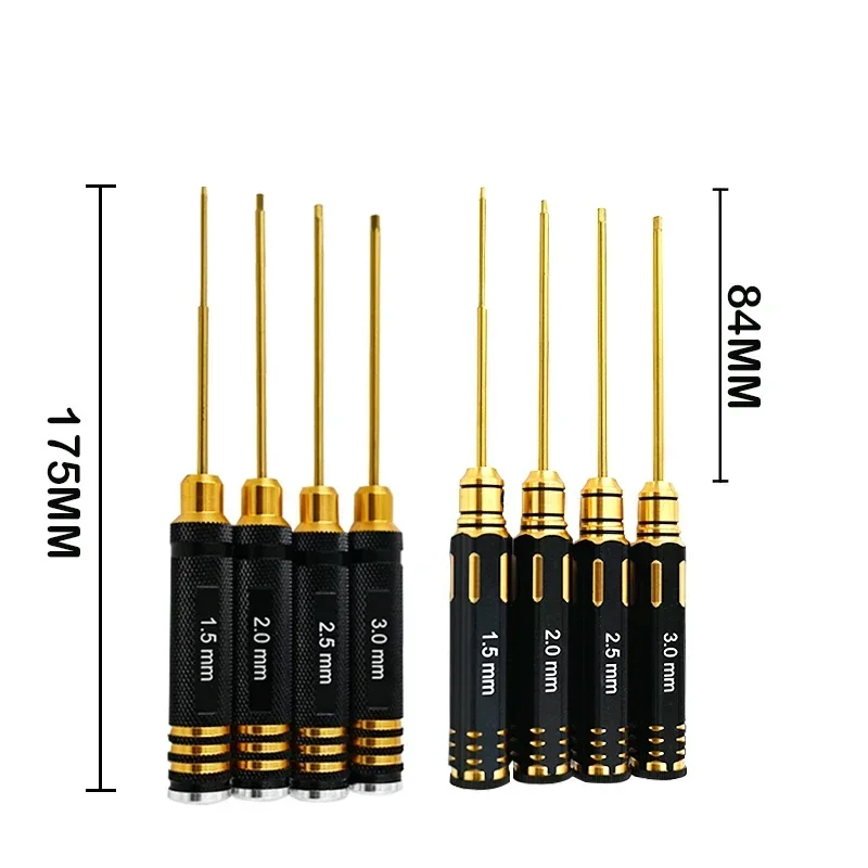 티타늄 도금 스크루 드라이버 도구 키트, Rc 모델 자동차 보트 비행기용, 1.5, 2/2.5, 3mm, 세트당 4 개