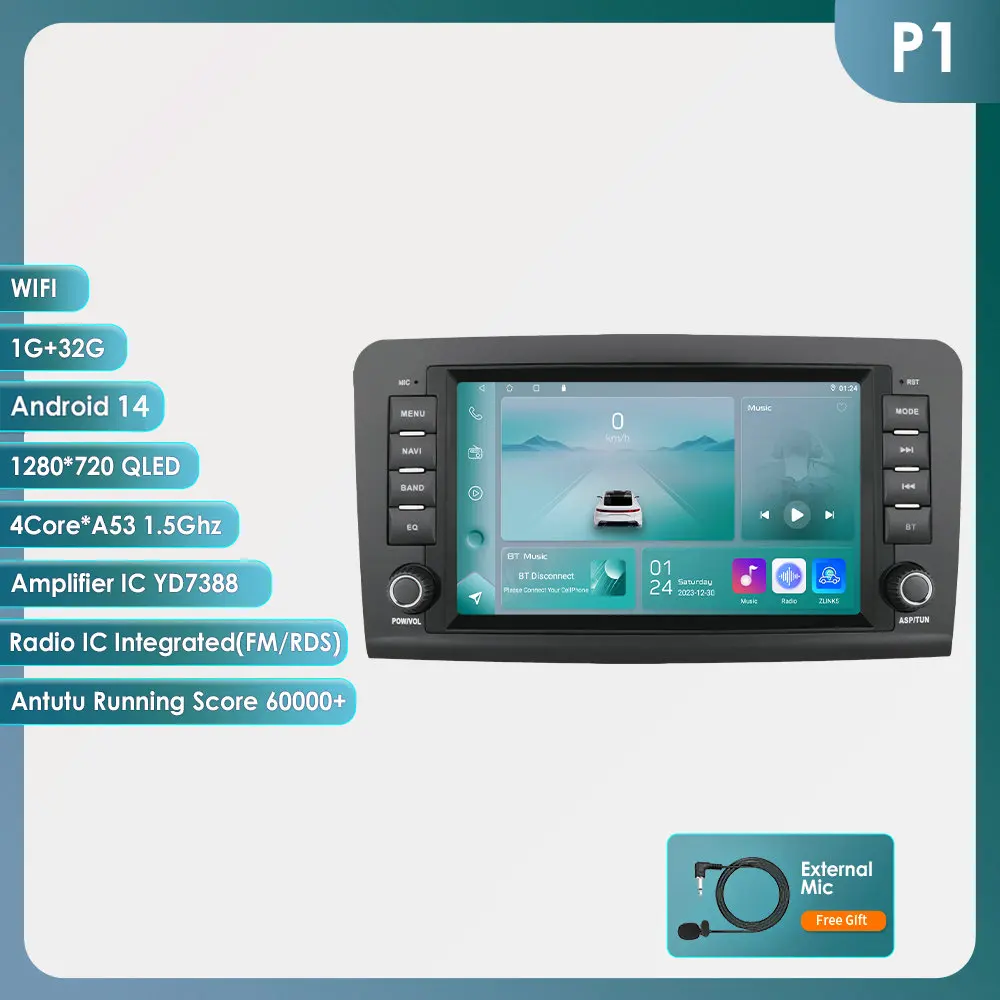 8 ''4G 2din Android Auto Radio Voor Mercedes Benz Ml-Klasse W164 Ml300 320 350 450 500 63 Amg GL-X164 Gl320 350 420 450 500 Gps Wifi