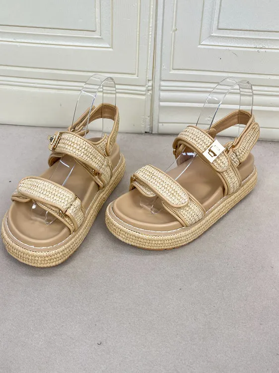 

Comfortable Lightweight Thi Bot Magic Tape Sandals round Toe Open Toe Casual Versatile Summer Faion New Arrival