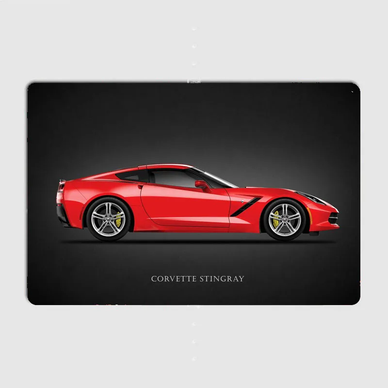 Sports Car The Corvette Classic Car Poster Metal Sign Bathroom Room Decor Wall Decor Tin Vintage Home Decoration