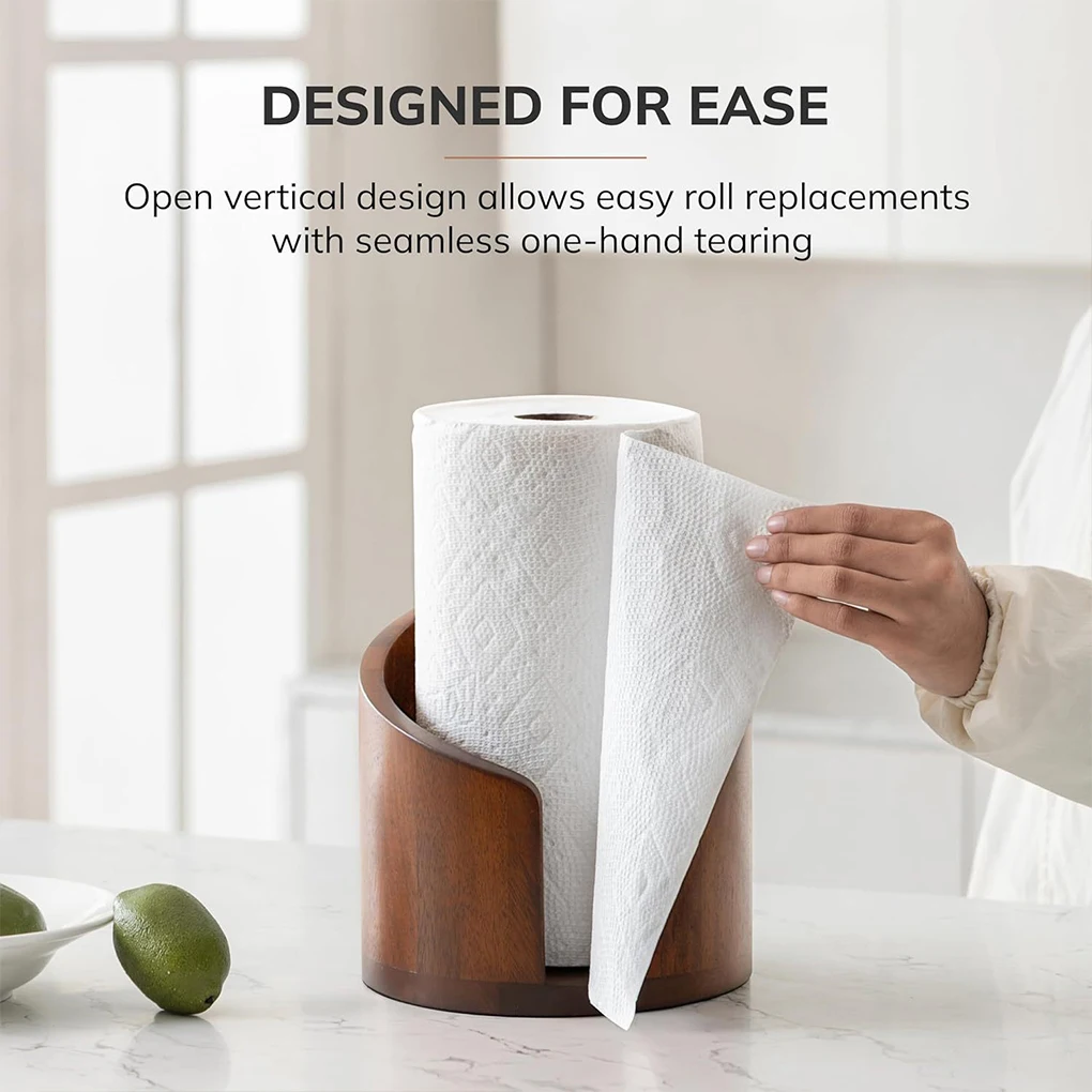 Spiral Wave Wooden Paper Towel Holder Modern Kitchen Countertop Organizer for Bathroom and Kitchen Tissue Dispenser Stand