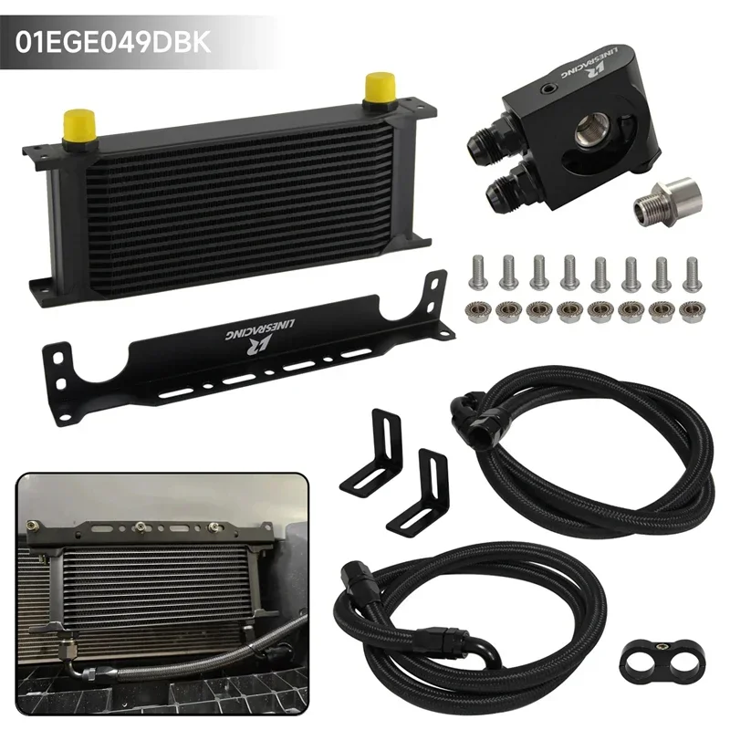 15-19 Row Oil Cooler Kit Universal w/ Bracket Thermostatic 73±0.5° AN10 7/8