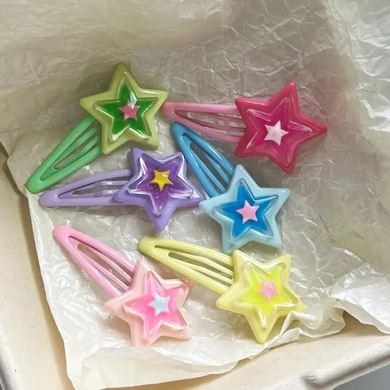 652F 2 pezzi Clip a scatto carino girly mini stella forcella gelatina stella y2k girl gharlswear