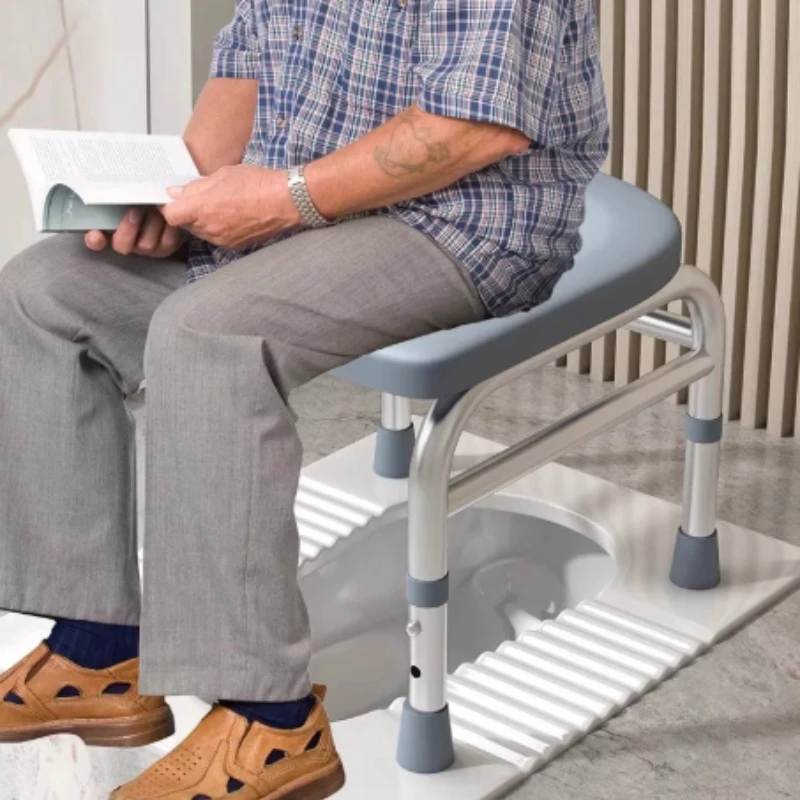 

Foldable Commode Toilet for Elderly, Transfer Chair for Pregnant Squatting To Toilets, Mobile U-Shaped Toilet Seat Commode Stool