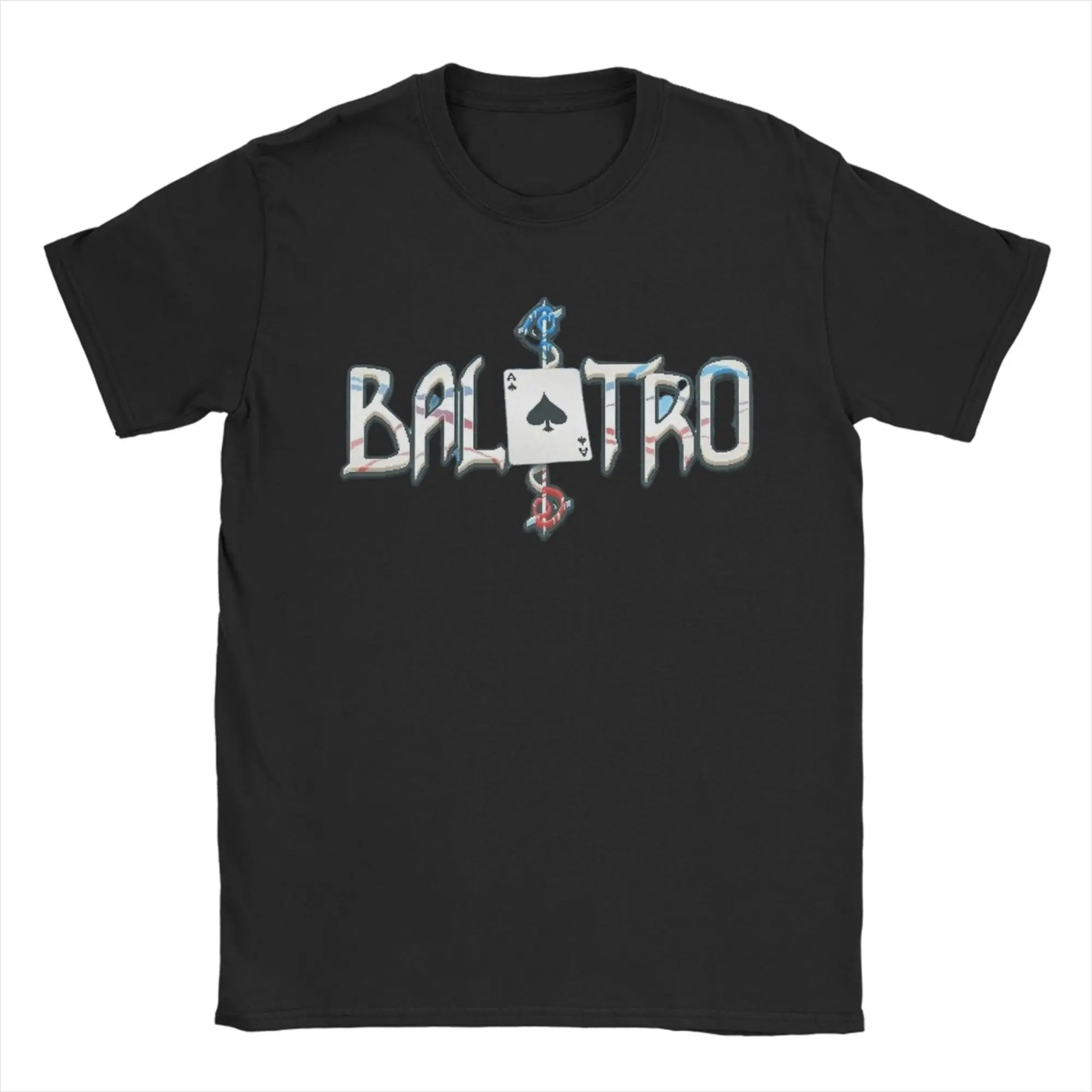 

Мужская и женская футболка с логотипом Balatro, одежда из 100% хлопка, винтажные футболки с короткими рукавами и круглым вырезом, летняя футболка