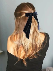 Lystrfac Vintage Velvet Hair Bow For Women Girls Ribbon Hairpin Simple Fashion Top Clip Ladies Hairgrips Hair Accessories