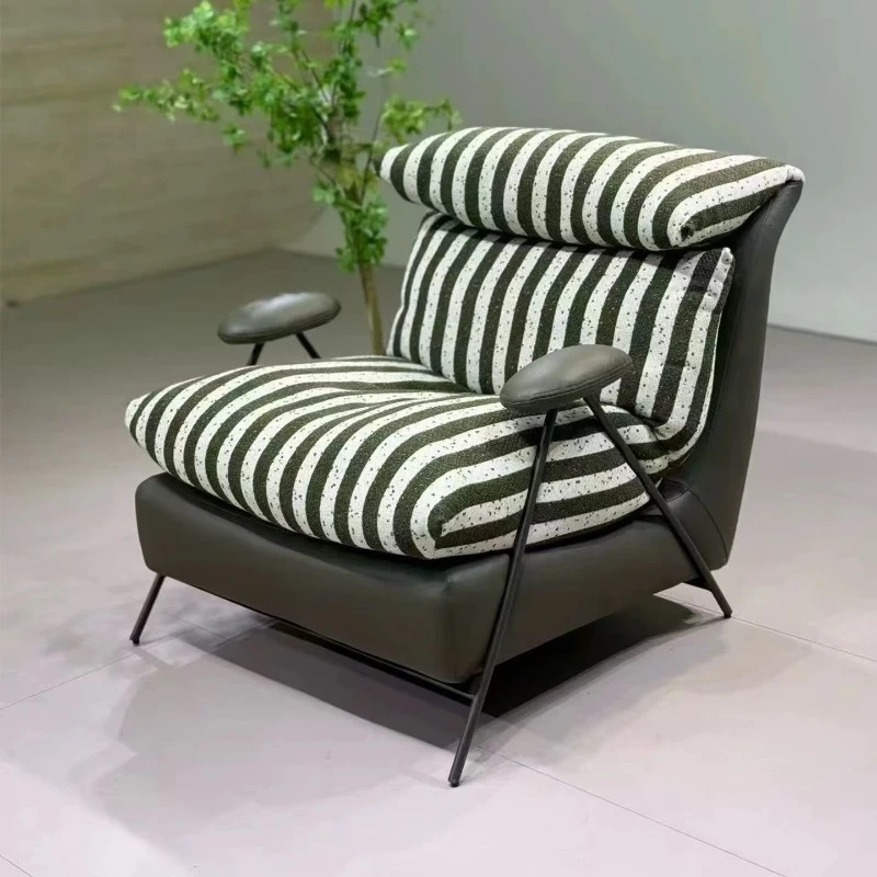 Modern minimalist style striped fabric single chair light luxury leisure chair