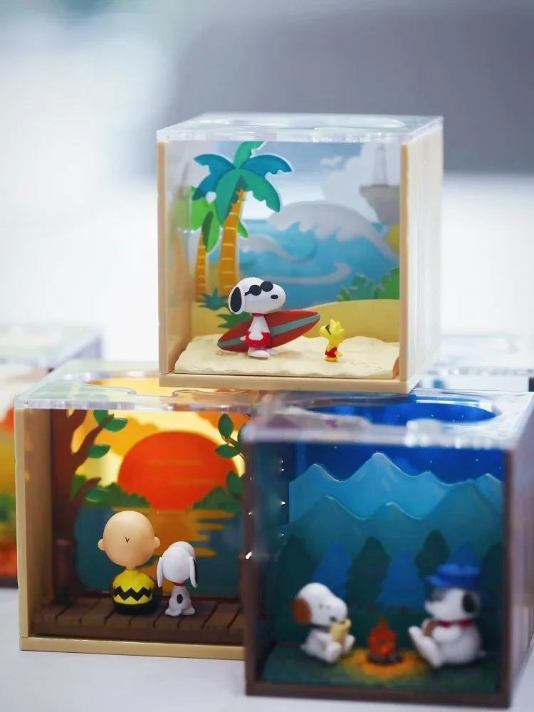 Genuine Re-Ment Candy Toys Spot Snoopy Scenery Box Scene Snoopy Astronaut Figure Ornament Trendy Play Blind Box Customized Gift