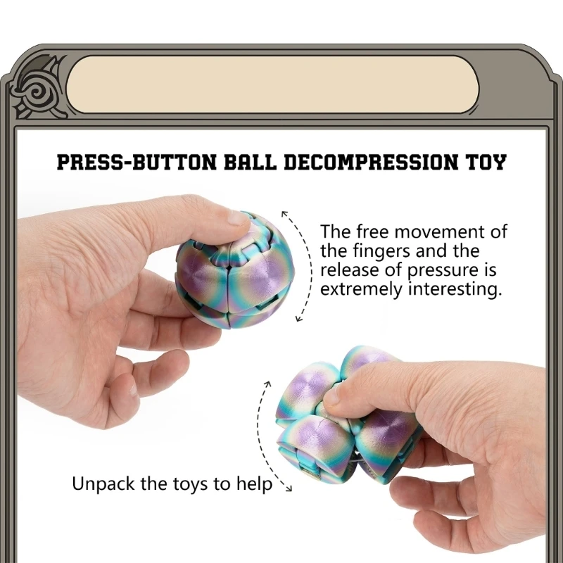 XX9B Gear Ball 3D Printed Fidgety Toy Spin Gear Sphere for Stress Relief Fun Desk Toy Birthday Gift for Adults Kids