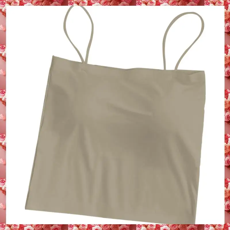 Women's Ice Silk Camisole With Chest Pad Anti-Light Bottoming Tops Cropped Tanks Can Be Worn Outside