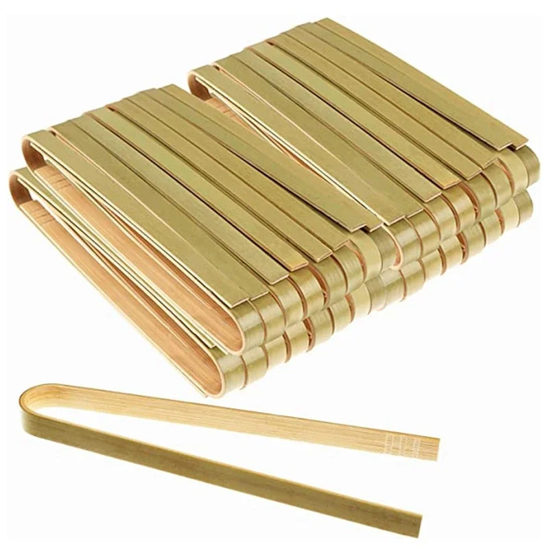 Mini Bamboo Tongs 4 Inch Disposable Tongs Eco-Friendly Mini Disposable Bamboo Utensils Toast Tongs Sushi clip Barbecue Forceps