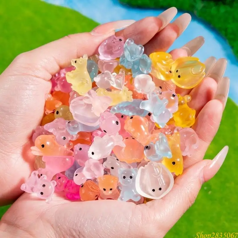 Pack of 10 Colorful Tiny Mouse Figures in Resin for Hair Clip Hair Tie Dollhouses and Garden Embellishments 831F